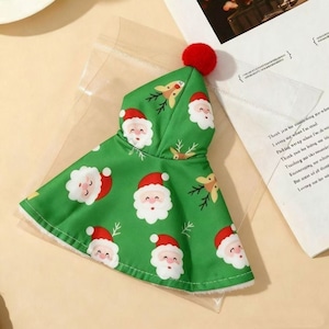 鳥 服 クリスマス ケープ サンタ コスプレ 小鳥用 マント フード付き ボア素材 秋冬 ペットウェア インコ セキセイインコ ボタンインコ コザクラインコ ウロコインコ オカメインコ S M L かわいい クリスマス衣装 撮影用 レッド グリーン 商品画像6