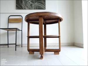 チーク無垢材 ヴィンテージサイドテーブルAnqbo18 丸テーブル 什器 コーヒーテーブル 一点物 再生家具 無垢材家具