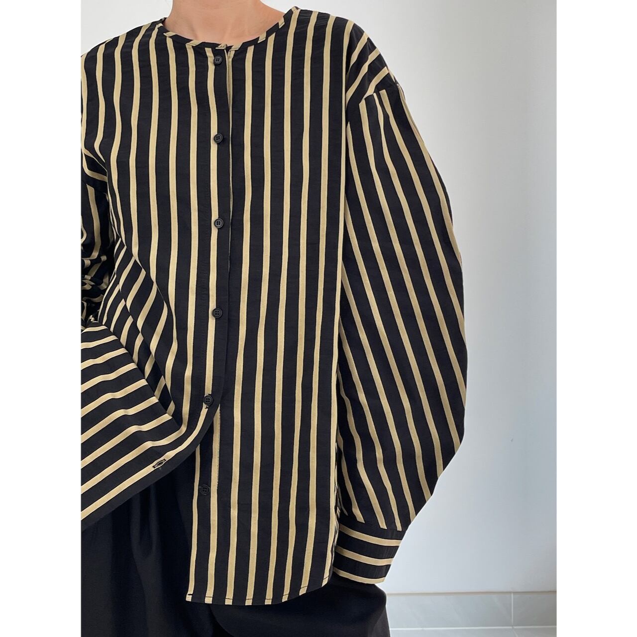 クルーネックストライプブラウス R00488