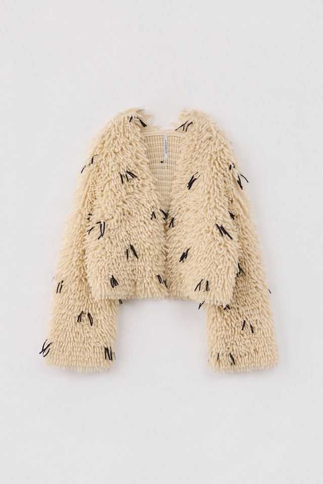 FRINGE KOMONDOR CARDIGAN 26AWAC-007 IVORY×BLACK