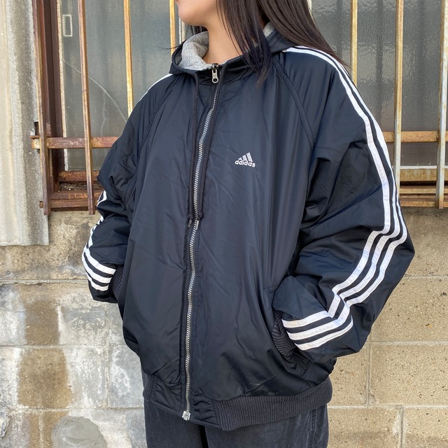 00年代 ビンテージ adidas アディダス リバーシブル 中綿 スウェット 