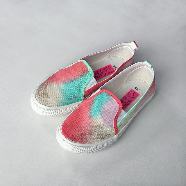 《19-21cm》キッズスニーカー「ミックスポン」グラデーション スリッポン【Kids】【名入れ可】【受注制作】