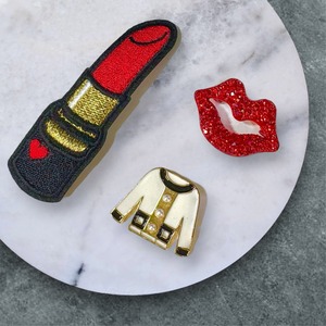 CLOSE SALE★br0129 リップ・ｊｋ・ルージュ3セットブローチ