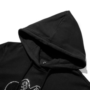 送料無料 【HIPANDA ハイパンダ】レディース ラインストーン フーディー スウェット WOMEN'S BASIC LOGO RHINESTONE HOODIE SWEAT SHIRT / WHITE・BLACK