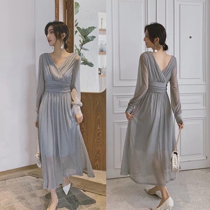 ドレス ワンピース パーティードレス フレンチドレス シフォン