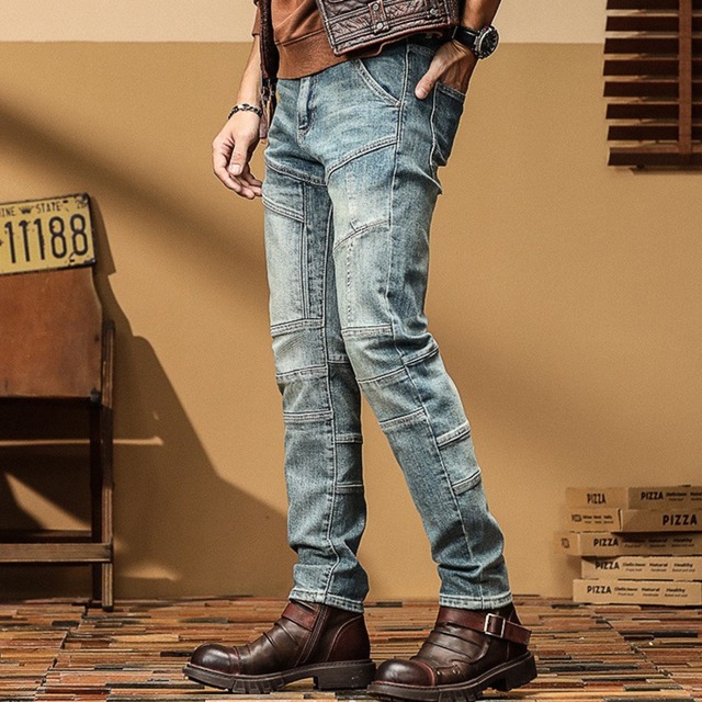 Slim fit vintage biker denim