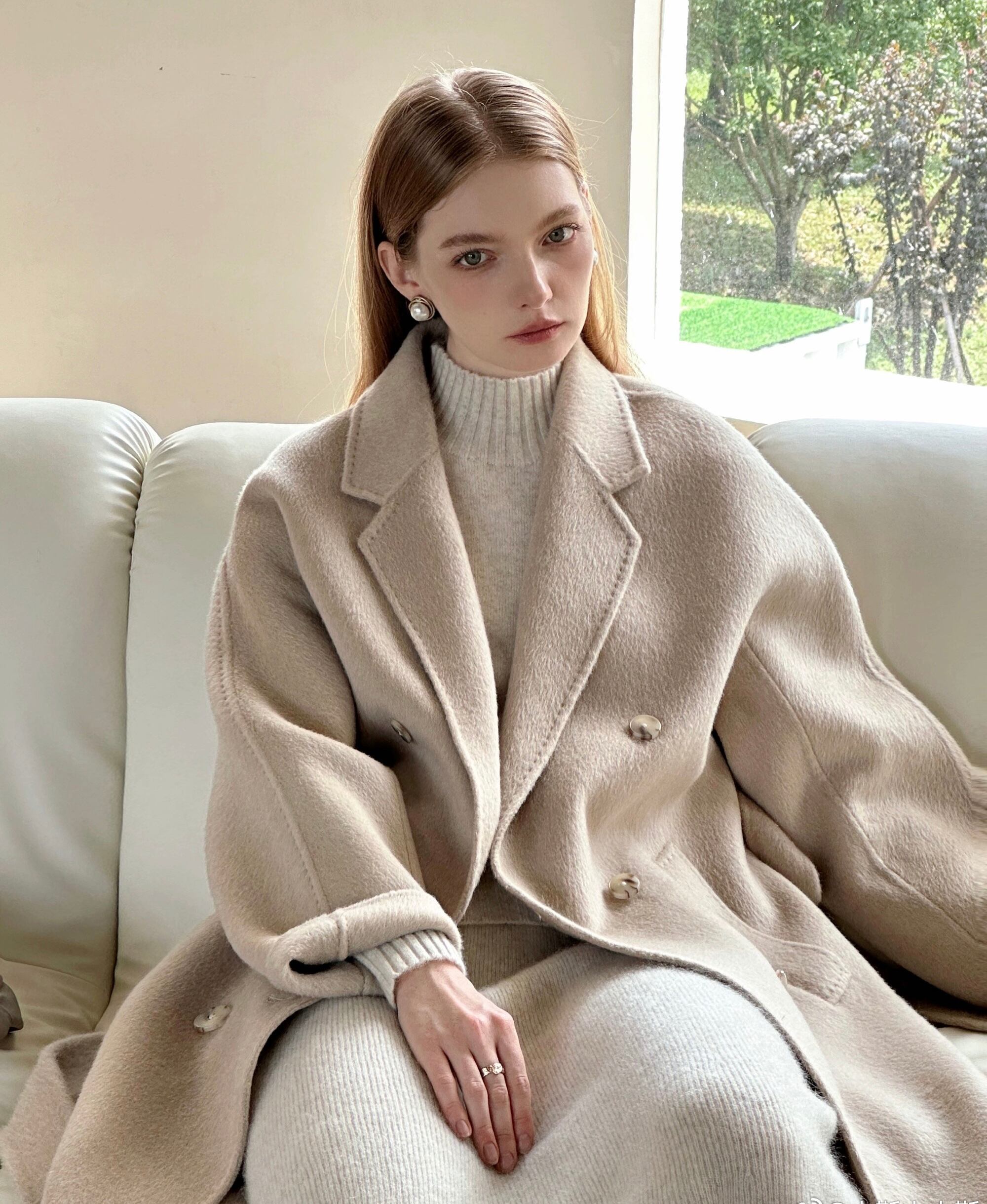 ロッソ 美品 ベルテッド ショールオーバーコート ウール F 茶 アーバン