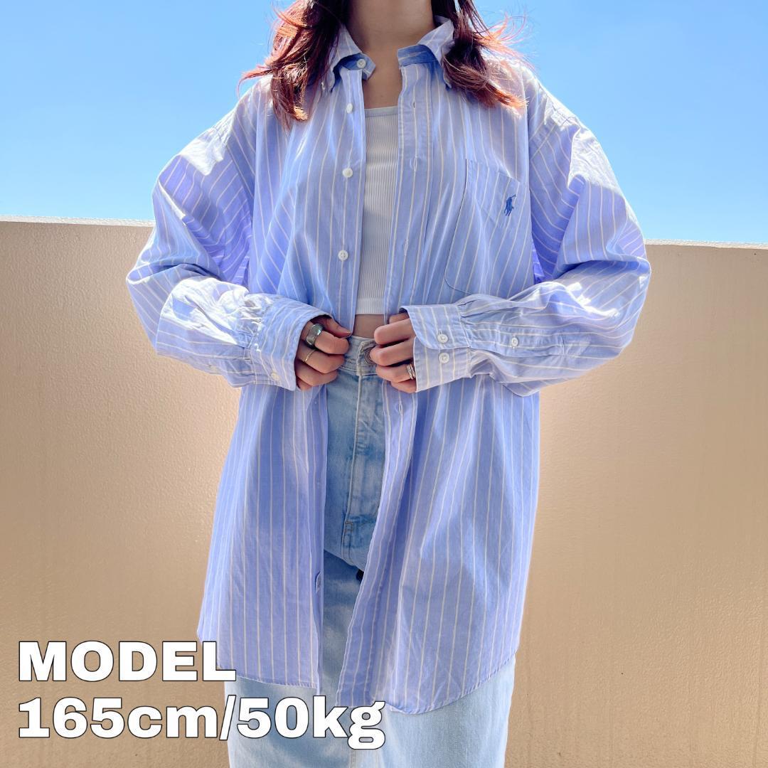 POLO Ralph Lauren 薄黄色×水色 ストライプ 長袖シャツ 6｜ファッション