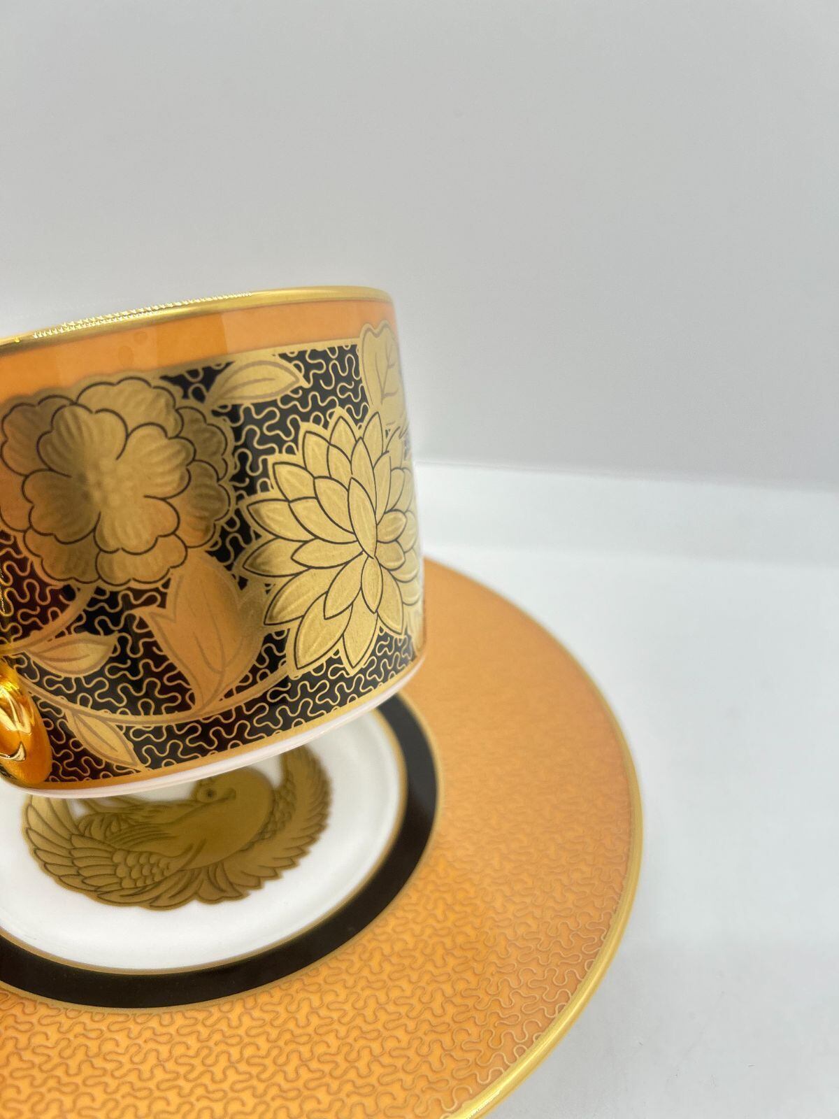 ノリタケ】 オマージュコレクション カプチーノカップ＆ソーサー 橙絵