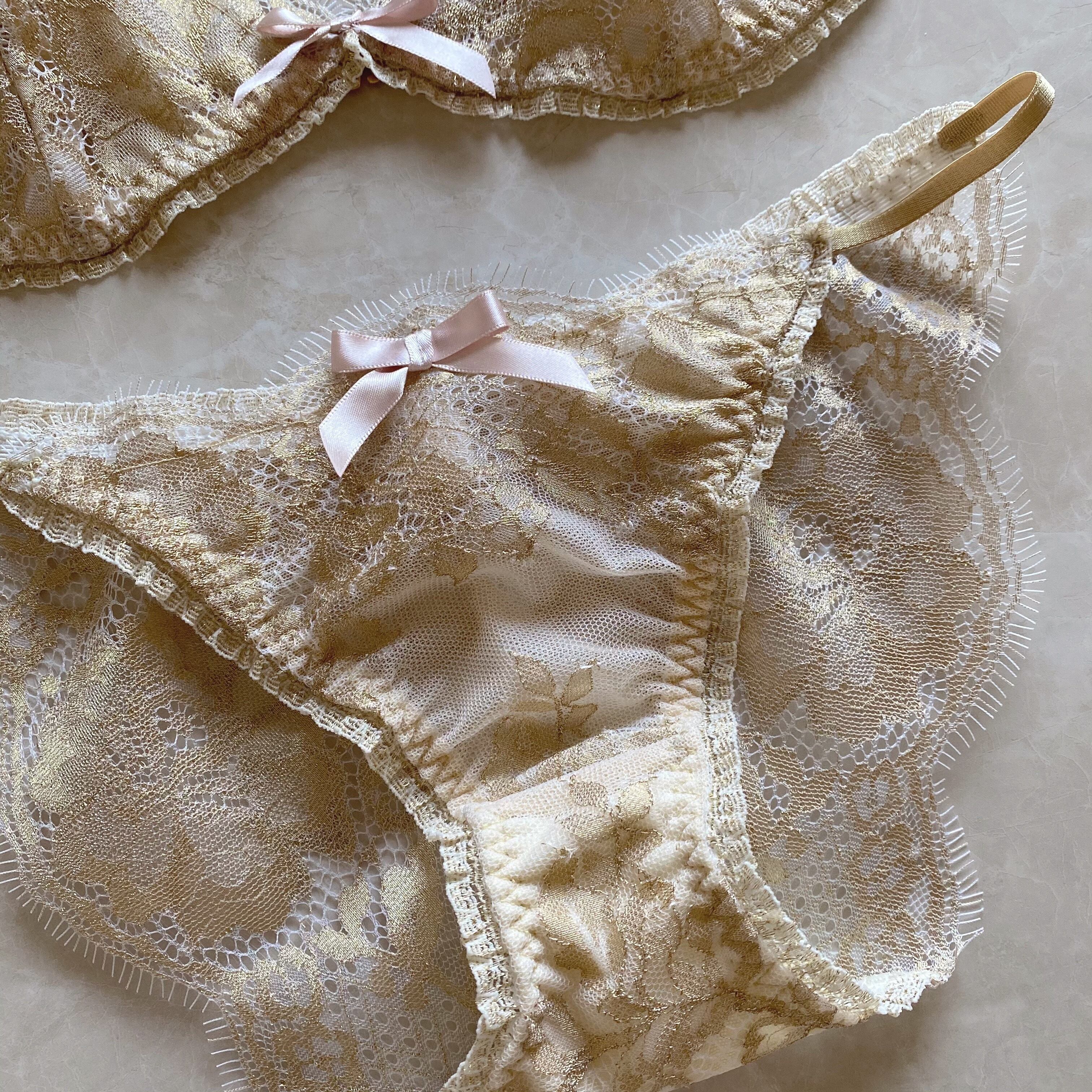 gold lace lingerie set