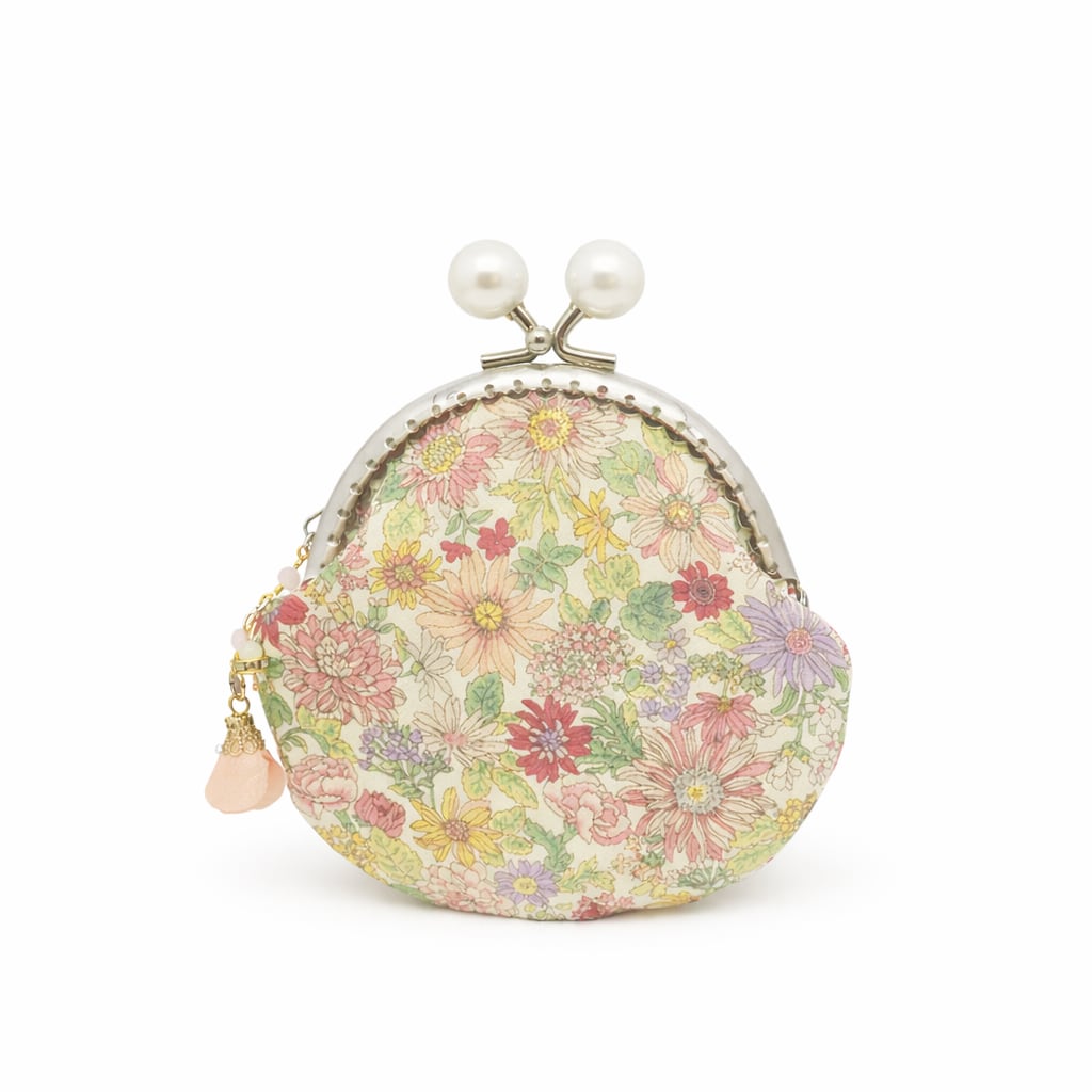 【ハンドメイド】がま口ポーチ・コインケース｜ブルーミング （口金8.5センチ）