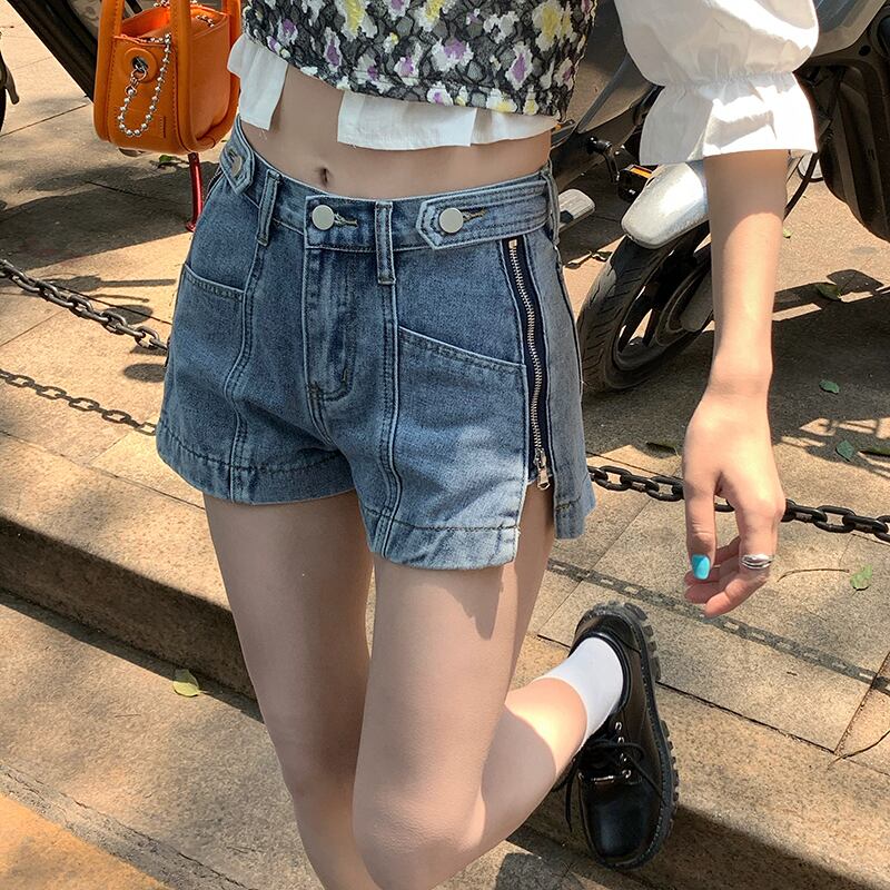 ジーンズ ジッパーショーツ サマーパンツ 夏物 ブルマー ブラックストロベリース30848332988