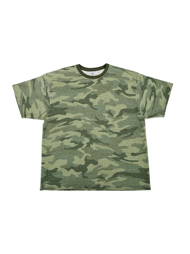COMFORTABLE REASON / PIGMENT DYED MELT CAMO TEE - OLIVE