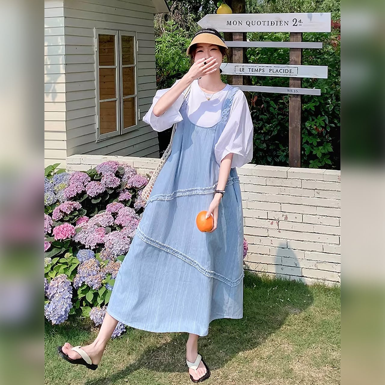 ジャンパースカート レディース デニム サロペットワンピース ロング丈