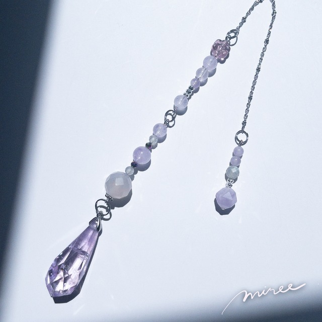 愛で満ちてひらめくペンデュラム【アメジスト×ローズクォーツ】amethyst pendulum_104