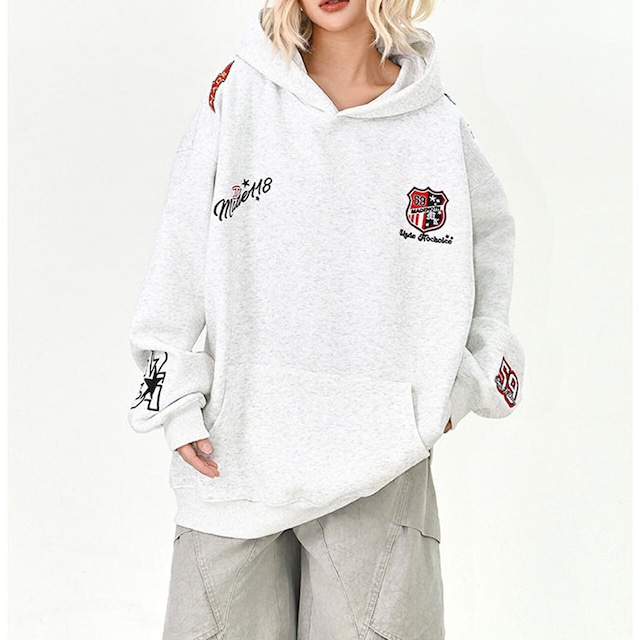 エンブレムスポーツフーディトップス 3col R01509