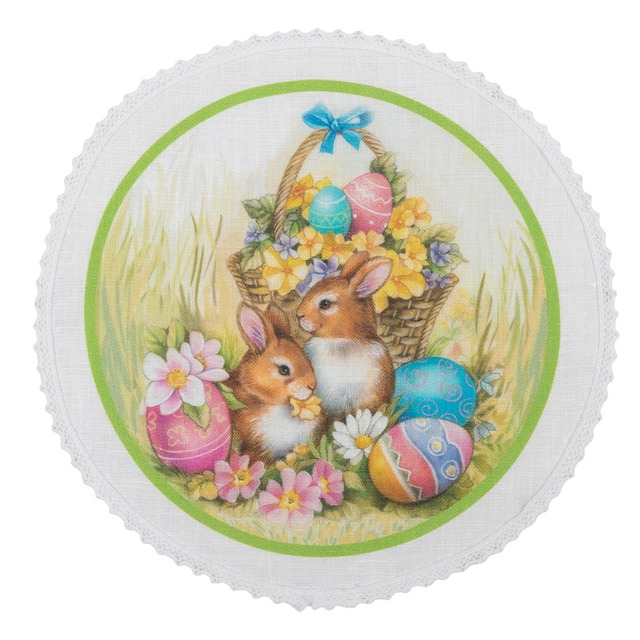 タペストリーラウンドマット　イースターエッグ　ウクライナ製　テーブルセンター