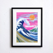 The Great Wave Drawing｜北斎の波をポップに再構築したモダンアートポスター｜和モダンやストリートに映える鮮やかな一枚｜A2ポスター