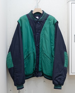 padded bicolor blouson / layered panel design / quilted lining / Made In PORTUGAL