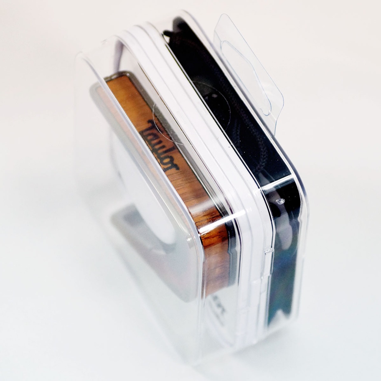 Thalia Capos Taylor AAA Curly Hawaiian Koa Logo Engraving (Black Chrome) [Officially Licensed Capo]