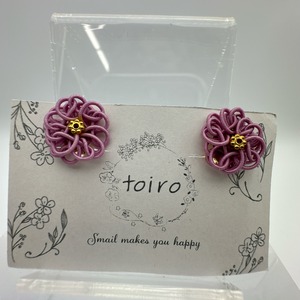 水引イヤリング　carnation（カーネーション）　パープル