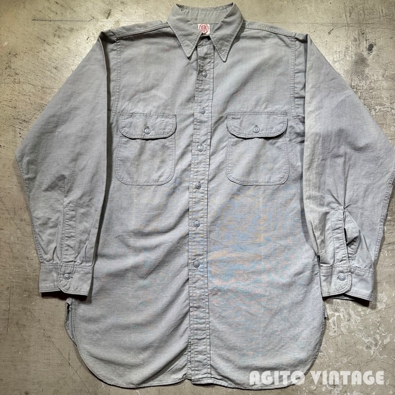 40's Rawlings ローリングス ウールベースボールシャツ グレー ブルー