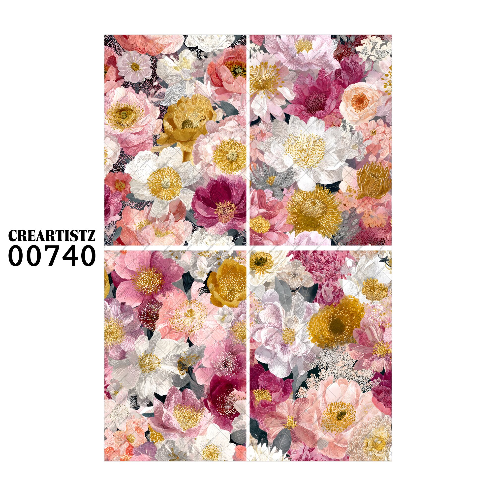 00740 背景 コラージュ素材 オリジナル 12枚セット (4種類×3枚) ペーパー/ステッカー CREARTISTZ