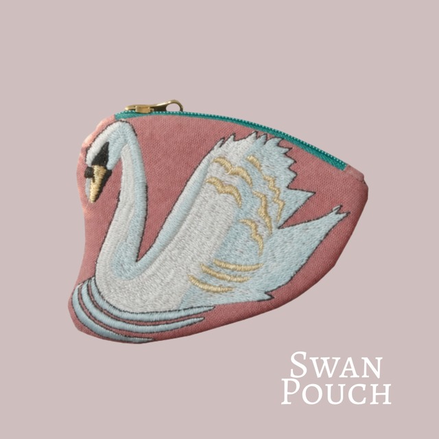 【artipur】SWAN　クラフト刺繍ポーチ