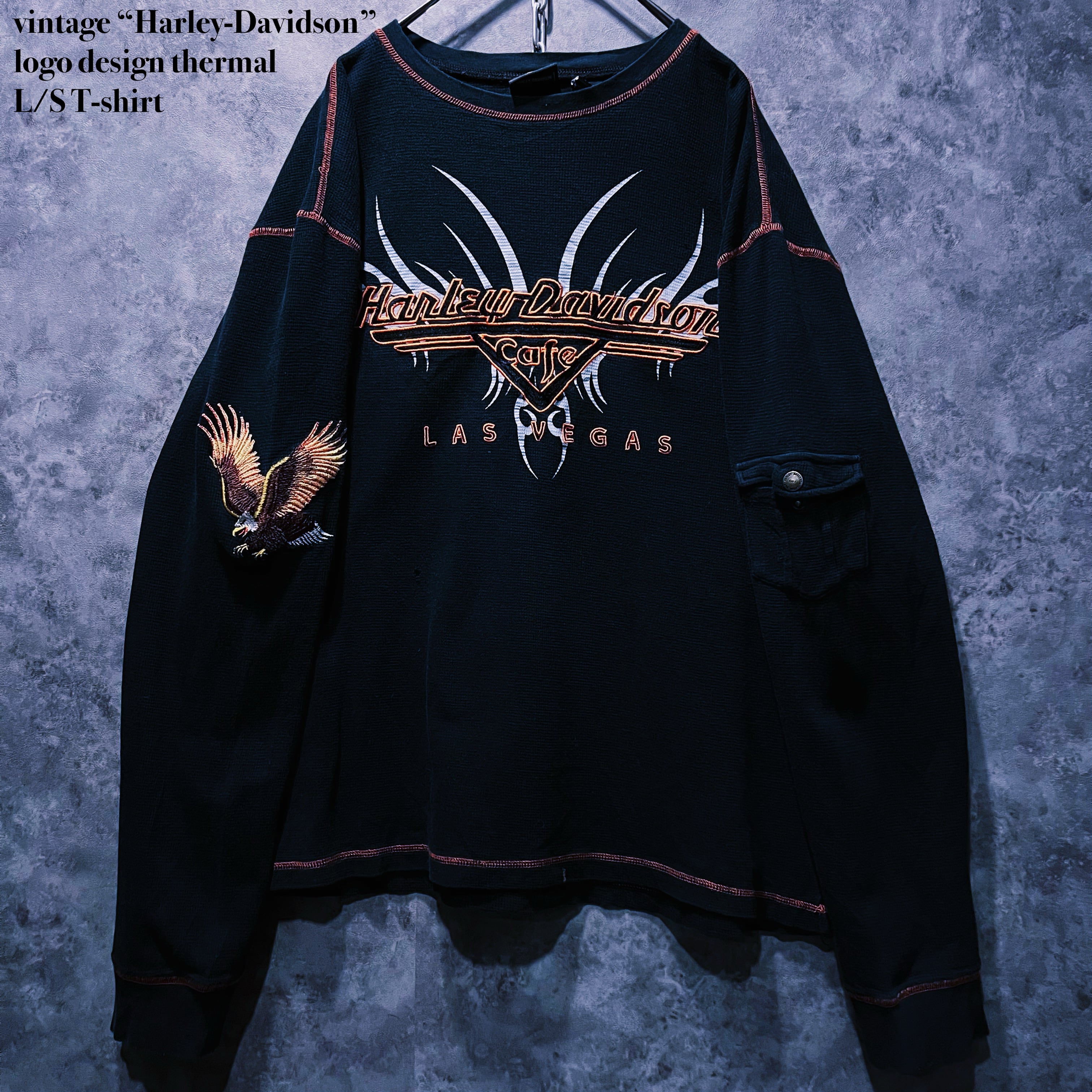 【doppio】vintage “Harley-Davidson” logo design thermal L/S T-shirt