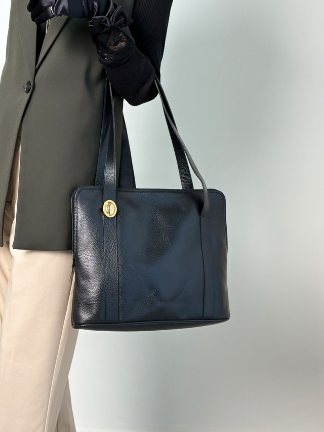 Christian Dior クリスチャン ディオール トートバッグ ブラック ロゴ オーバル レザー vintage ヴィンテージ オールド 5snjtv