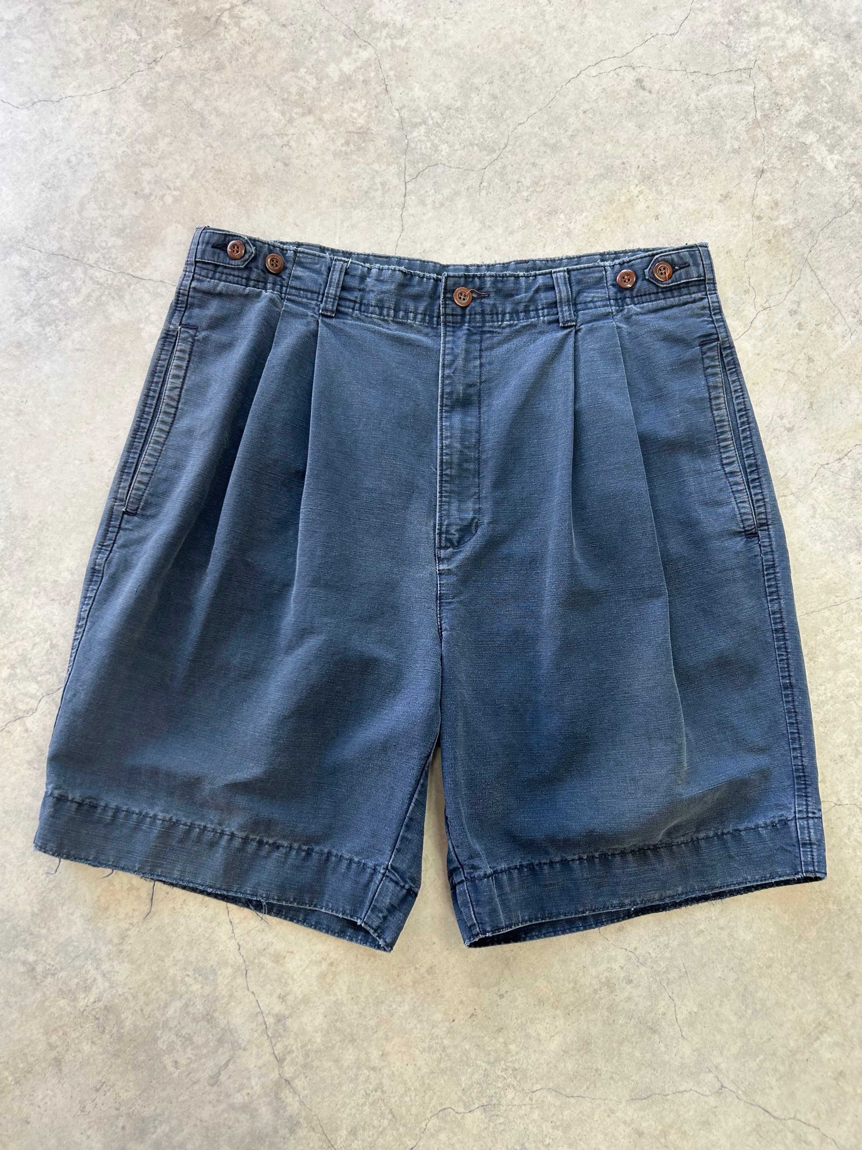 90s USA製 SOLO SEMORE デニムショーツ 34 濃紺 バギーショーツ ワイド