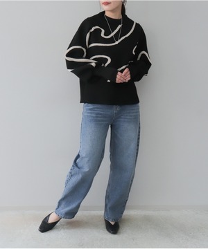 OI43086 ミラノリブラインジャガードプルオーバー black