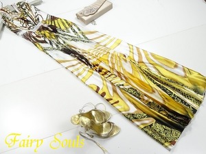 ★フリー☆サテンウエストビジュー飾りホルターネックのロングドレス(OPN0423) 