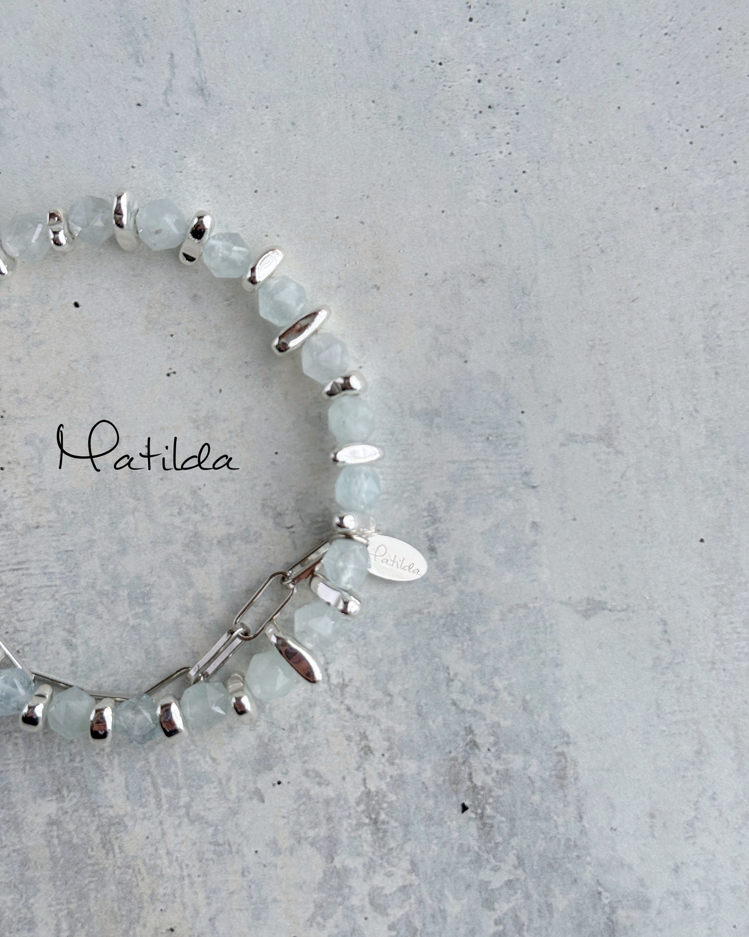 Chain & stone bracelet(アクアマリン)