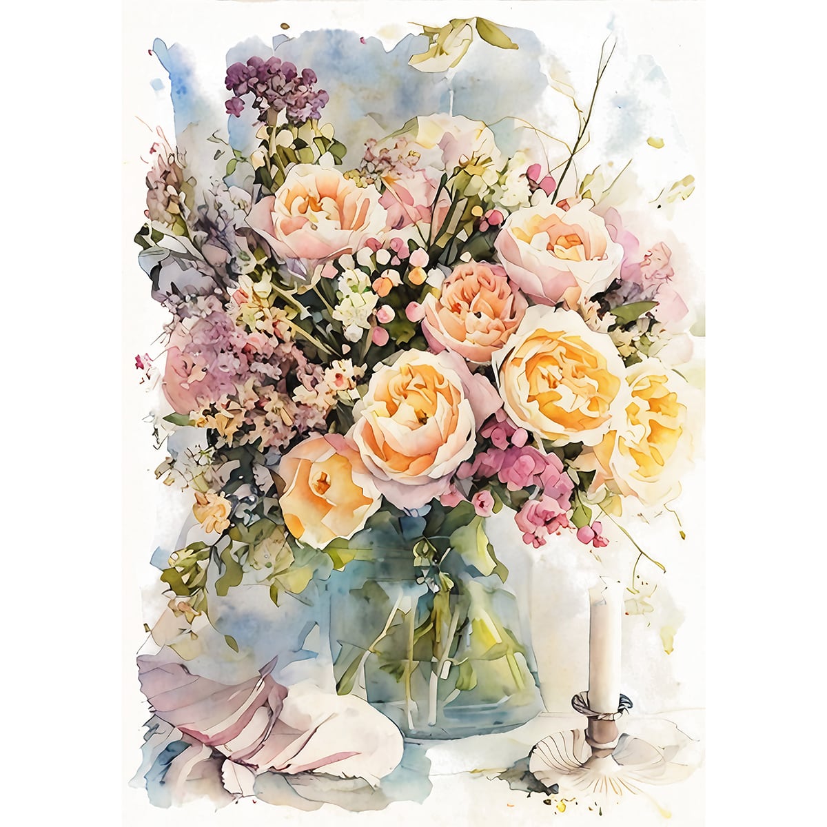 絵画 花の絵 インテリアアート額付き 水彩画・油絵調 WAT0389