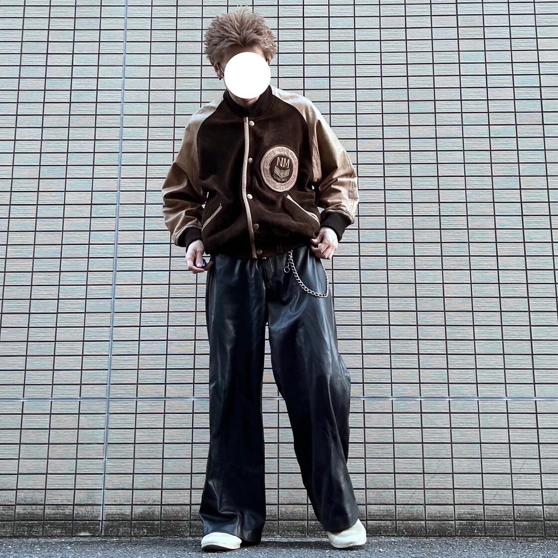 Used vintage オールレザースタジャン ショート丈ラグランスタジャン 