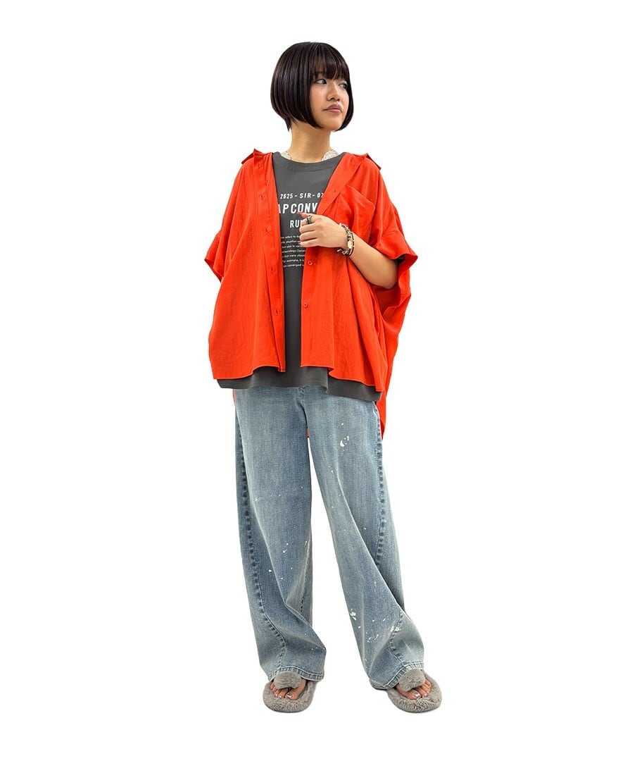ayane】ポンチョ型ロゴTシャツ 826519 アヤン | red earth
