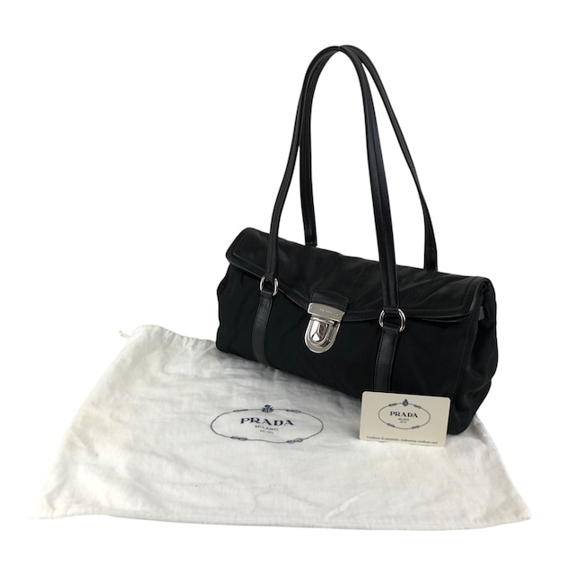 PRADA プラダ ハンドバッグ ブラック プッシュロック レザー vintage ヴィンテージ オールド pesttr
