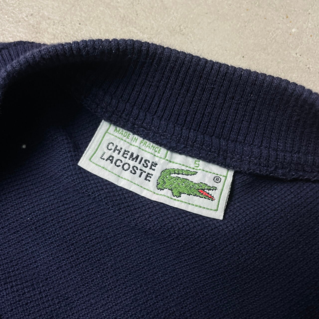 80's LACOSTE 鬼フェード スウェット ナス紺 フレンチラコステ 商品の