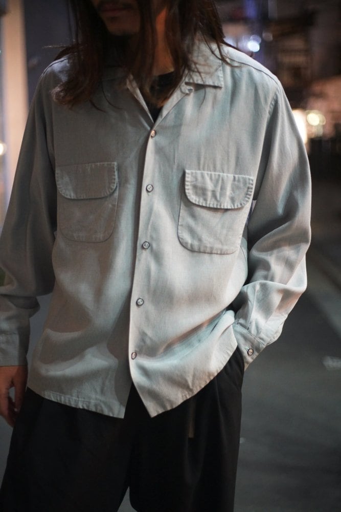 Da Vinci - California] Vintage Open Collar Rayon Shirt [1960s