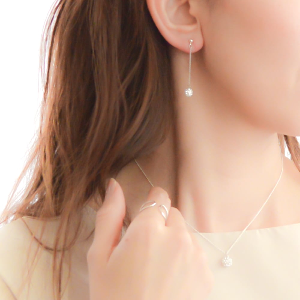 Swarovski Crystal Ball chain Pierces | naotjewelry 身に付けるほど