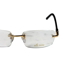 (nos) vintage HILTON black cell arm rimless glasses
