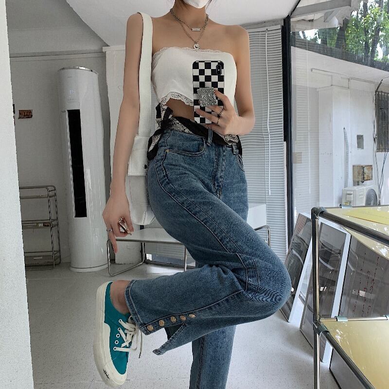 ハイウェストジーンズ サマー薄手パンツ 夏物 モンロー75248456230