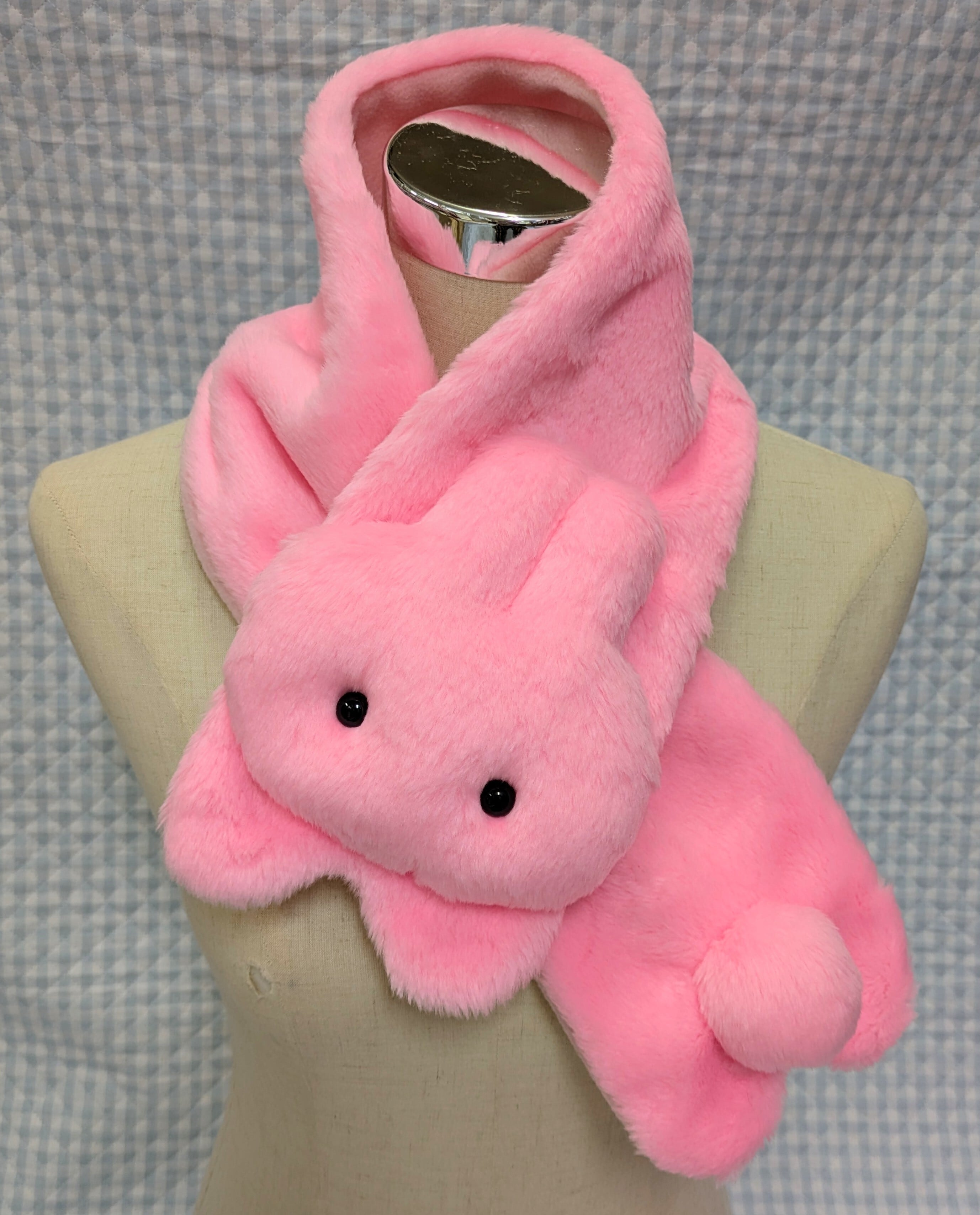 ハンドメイド ぬいぐるみ うさぎ マフラー ピンク マフラー | 佐藤さん家
