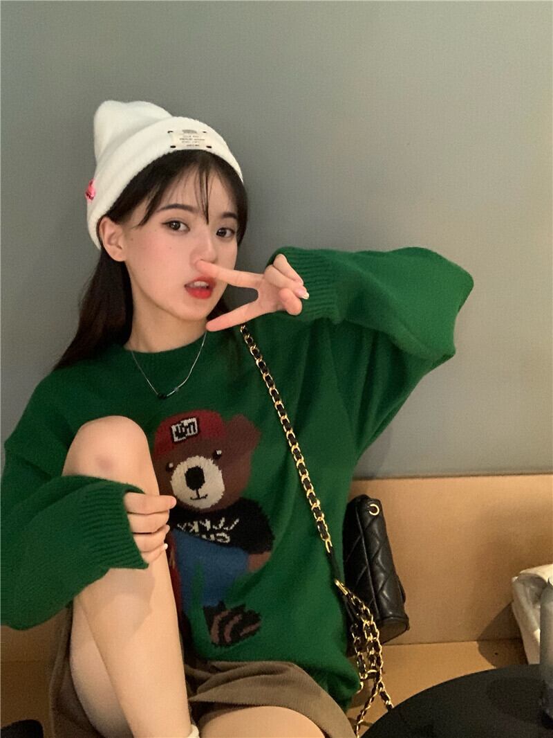 スタイルルーズニットセーター レディースコート オータムプルオーバー トップス 大人ガーリー スウィート キュート カジュアル 秋物 モンロー34153245890