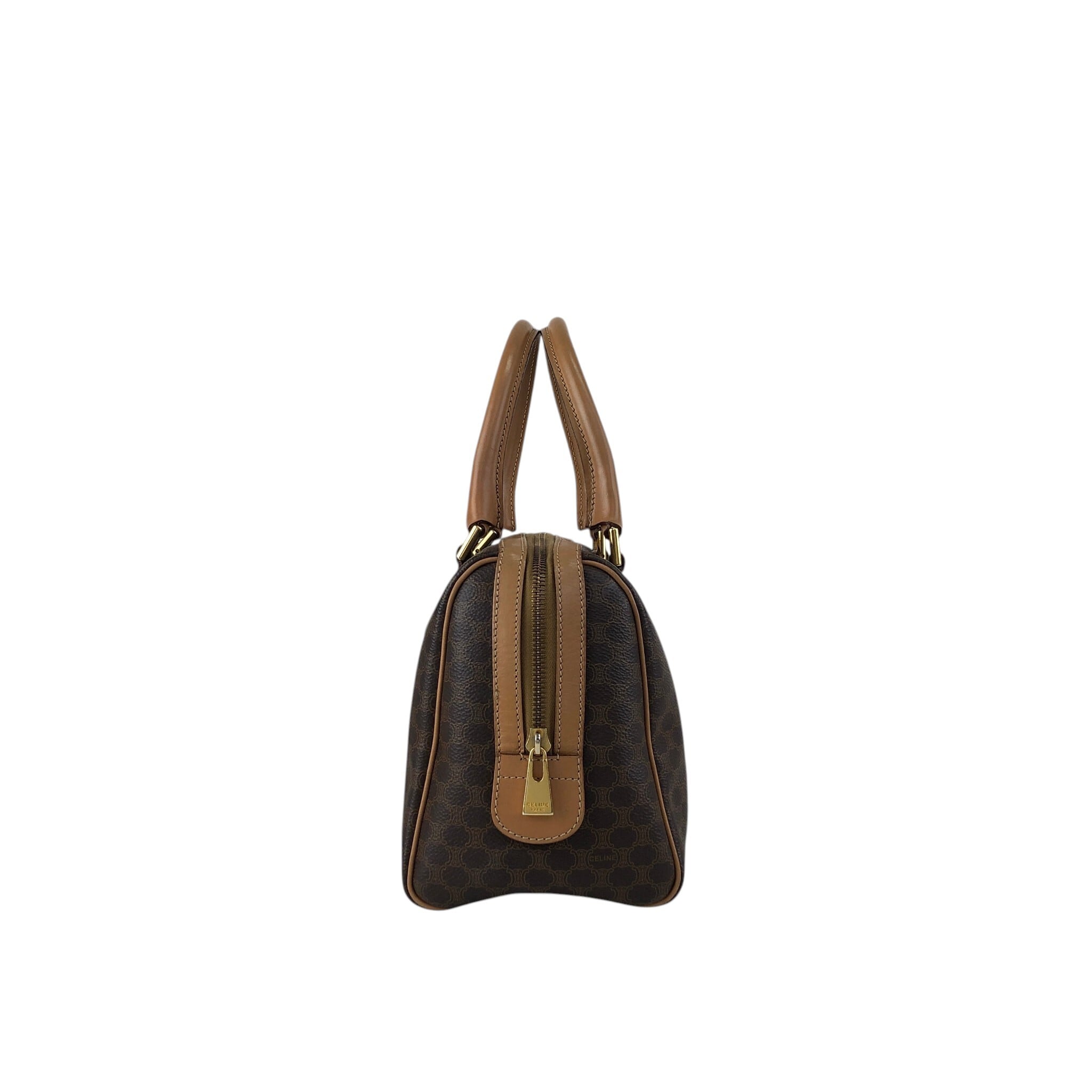 希少❗️ セリーヌ CELINE ボストンバッグ マカダム ダークブラウン PVC CELINE セリーヌ マカダム柄 PVC/レザー ボストンバッグ