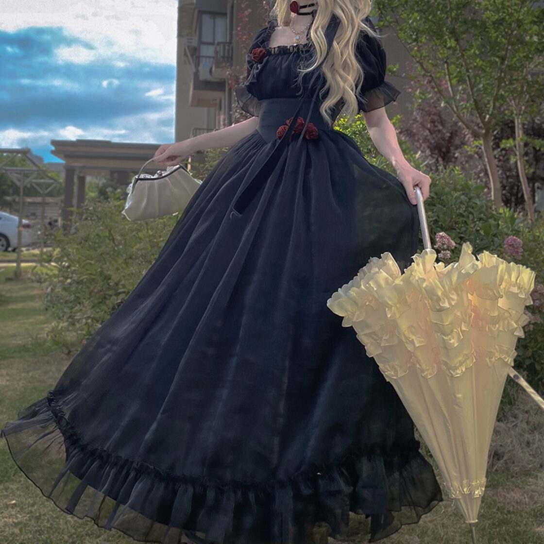 フレンチドレス プリンセススカート ヴィンテージ フェアリー ブラック 