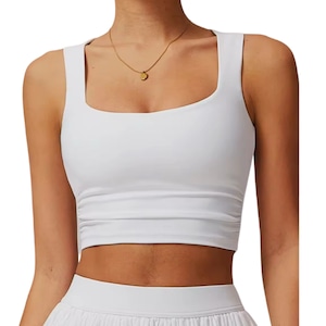 パッド付きスクエアネックトップス ホワイト