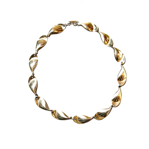 50s Denmark Hermann Siersbol vintage silver 925 leaves necklace