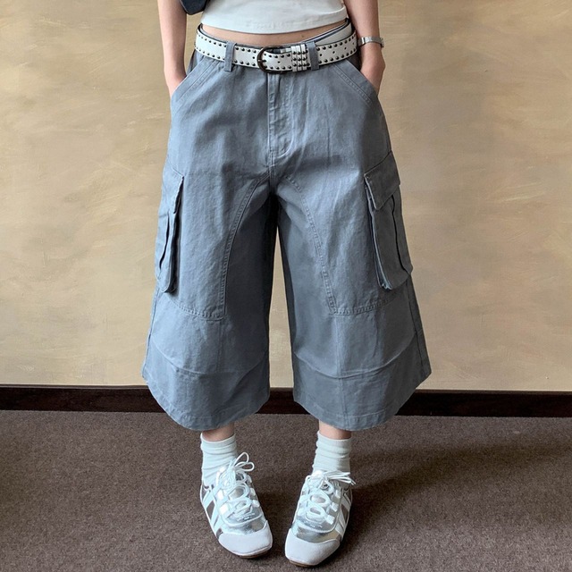 ユーティリティポケットクロップドカーゴパンツ 2col   R01751